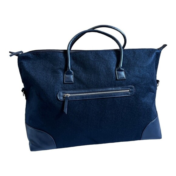 NWOT DSW EXCLUSIVE FREE FELT WEEKENDER BAG TOTE NAVY BLUE - Picture 2 of 11